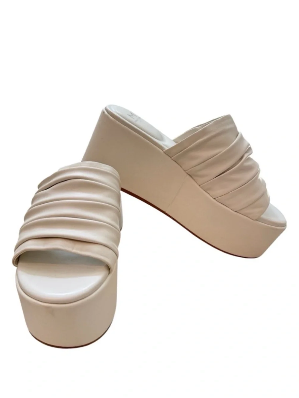 Marc Fisher Platform Slide Sandals Cream Size 8